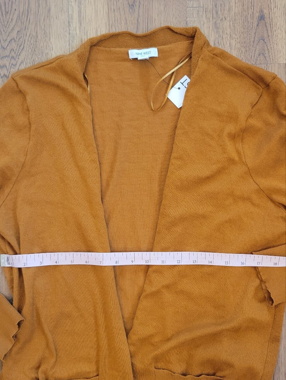 Long Open-Front Knit Cardigan in Rust - Picture 4 of 4
